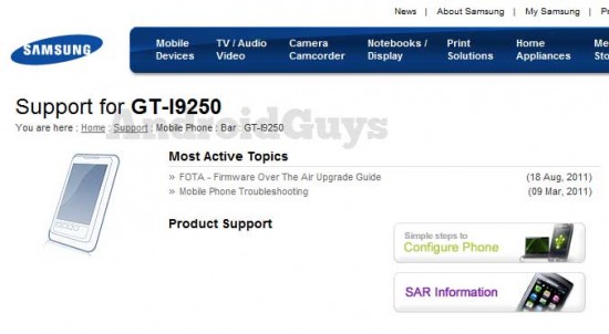 Samsung GT-i9250_support