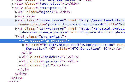 LG Mytouch elements