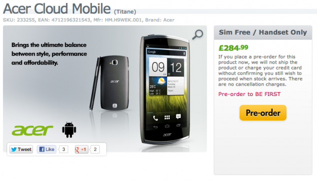 Acer Cloud Mobile pre-order