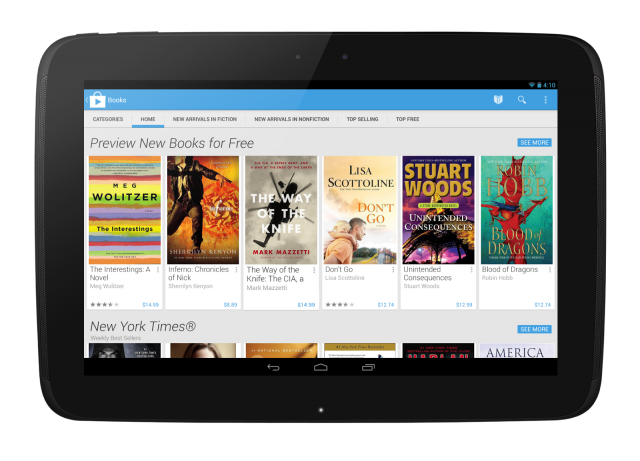 google Play Books Home - Tablet