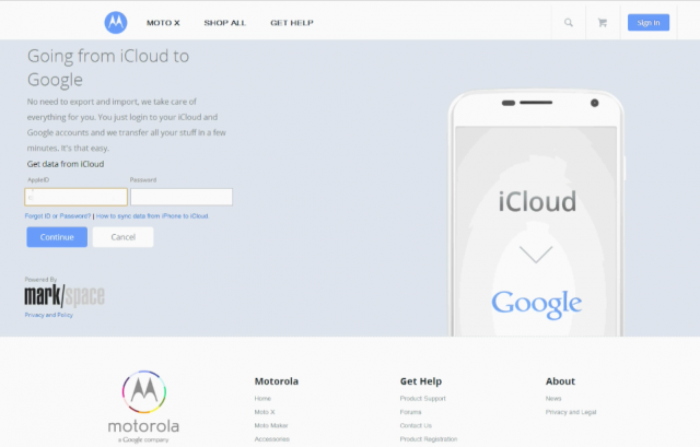 Motomaker Moto X iCloud migration assistant