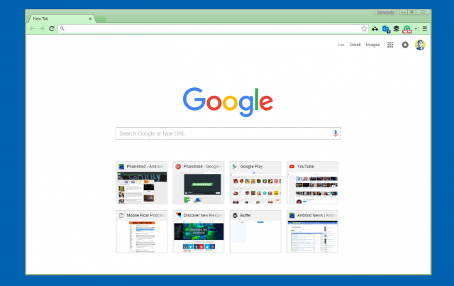 Current "New Tab Page"