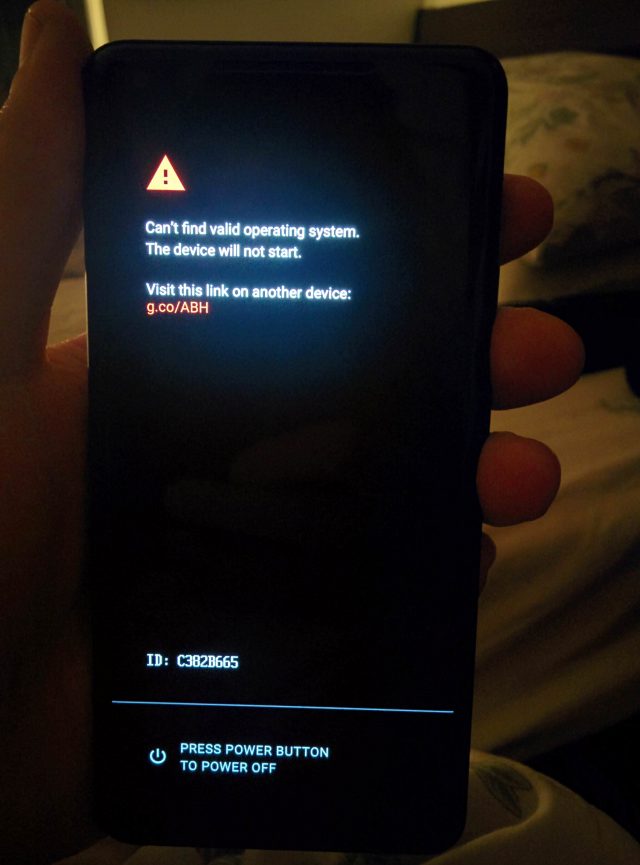 Printed google pixel 2 xl cant find valid operating system hydro